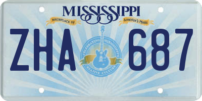 MS license plate ZHA687