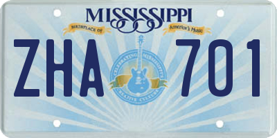 MS license plate ZHA701