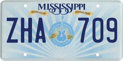 MS license plate ZHA709