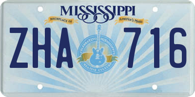 MS license plate ZHA716