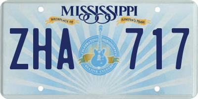 MS license plate ZHA717