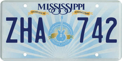 MS license plate ZHA742
