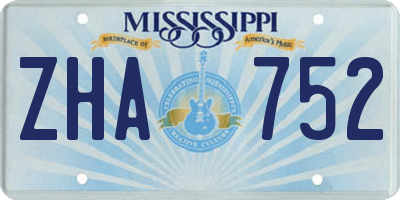 MS license plate ZHA752
