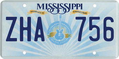 MS license plate ZHA756