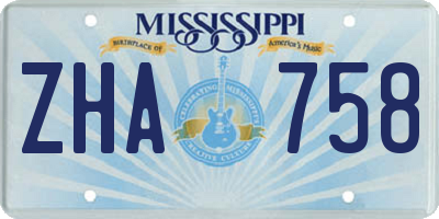 MS license plate ZHA758
