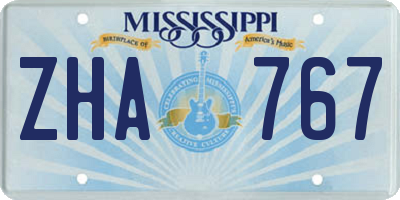 MS license plate ZHA767