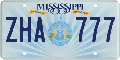 MS license plate ZHA777