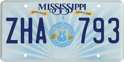 MS license plate ZHA793