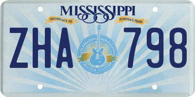 MS license plate ZHA798