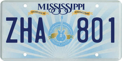 MS license plate ZHA801