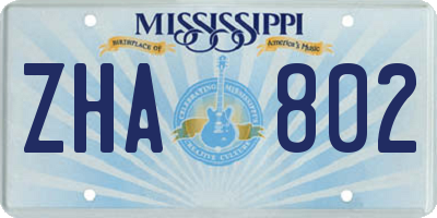 MS license plate ZHA802