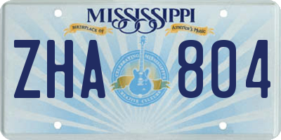 MS license plate ZHA804