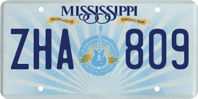 MS license plate ZHA809