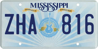 MS license plate ZHA816