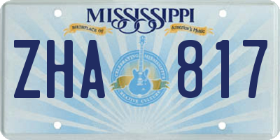 MS license plate ZHA817
