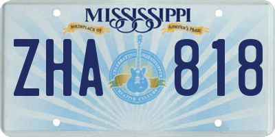 MS license plate ZHA818