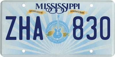 MS license plate ZHA830