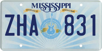 MS license plate ZHA831