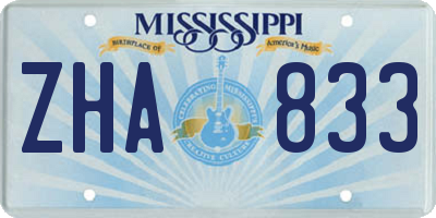 MS license plate ZHA833