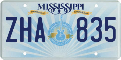 MS license plate ZHA835