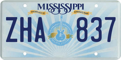 MS license plate ZHA837