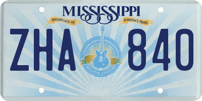 MS license plate ZHA840