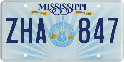 MS license plate ZHA847