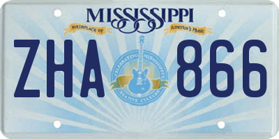 MS license plate ZHA866