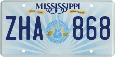 MS license plate ZHA868