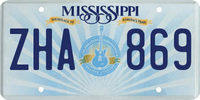 MS license plate ZHA869