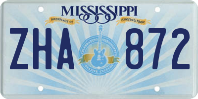 MS license plate ZHA872