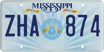 MS license plate ZHA874