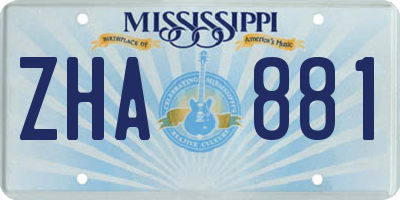 MS license plate ZHA881
