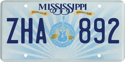 MS license plate ZHA892