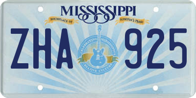 MS license plate ZHA925