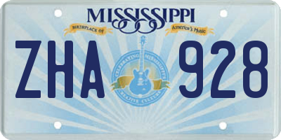 MS license plate ZHA928