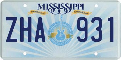 MS license plate ZHA931