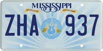 MS license plate ZHA937