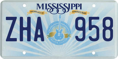 MS license plate ZHA958