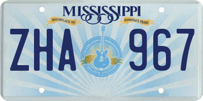 MS license plate ZHA967
