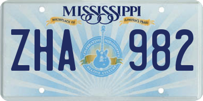 MS license plate ZHA982