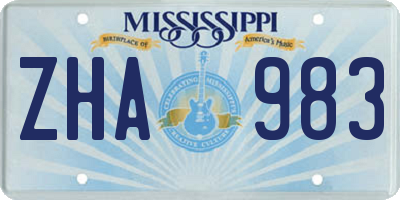 MS license plate ZHA983