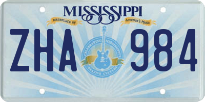MS license plate ZHA984