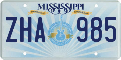 MS license plate ZHA985