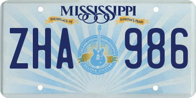 MS license plate ZHA986
