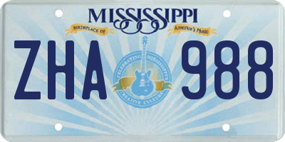 MS license plate ZHA988