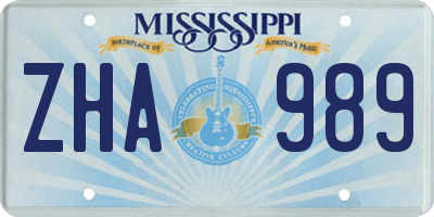 MS license plate ZHA989