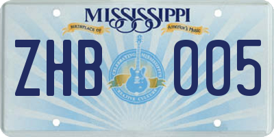 MS license plate ZHB005