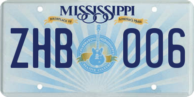 MS license plate ZHB006