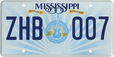 MS license plate ZHB007